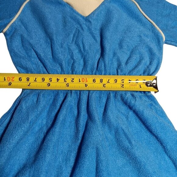 Vintage Girls 3T 80's Valley Girl Dress Velour Elastic Waist Cowl Neck V-Neck - Picture 6 of 7